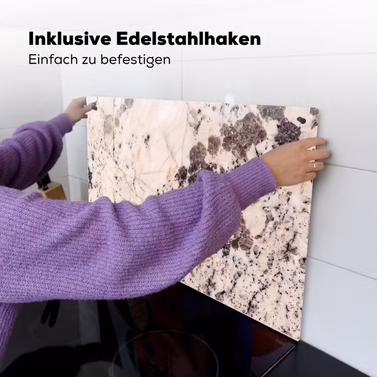 Natuursteen - Patroon - Abstract - Beige - Grijs Inductie beschemer met haakjes klein -ky-ophangen-de