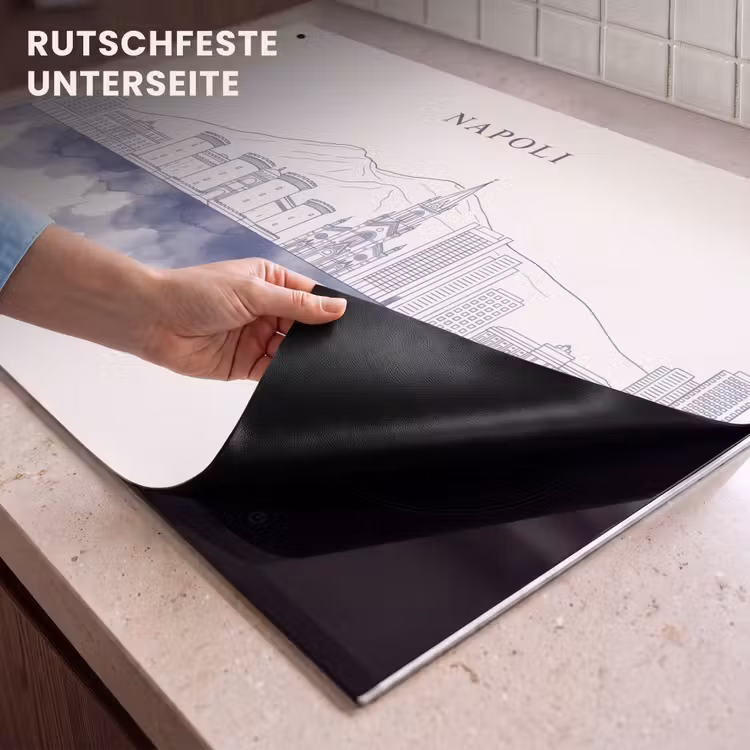 Napels - Skyline - Italie - Lijntekening - Aquarel Inductie beschemer met haakjes klein -ky-onderkant-de