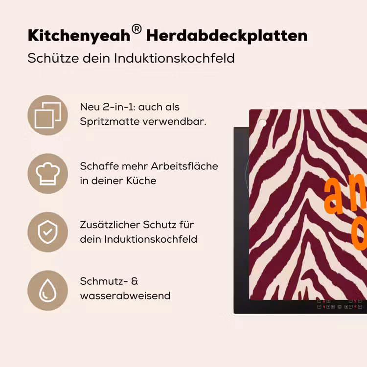 New era - Bordeaux - Zebraprint Inductie beschemer met haakjes klein -ky-usp-de