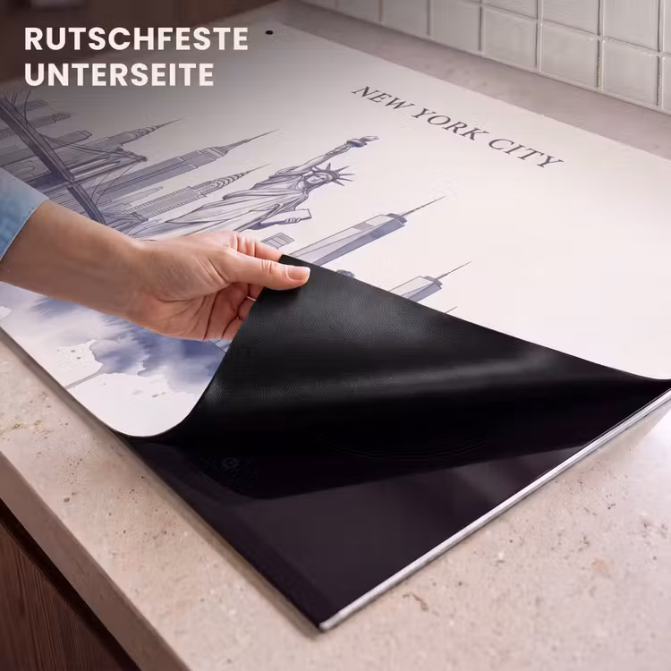New York - Vrijheidsbeeld - Skyline - Illustratie - Blauw Inductie beschemer met haakjes klein -ky-onderkant-de