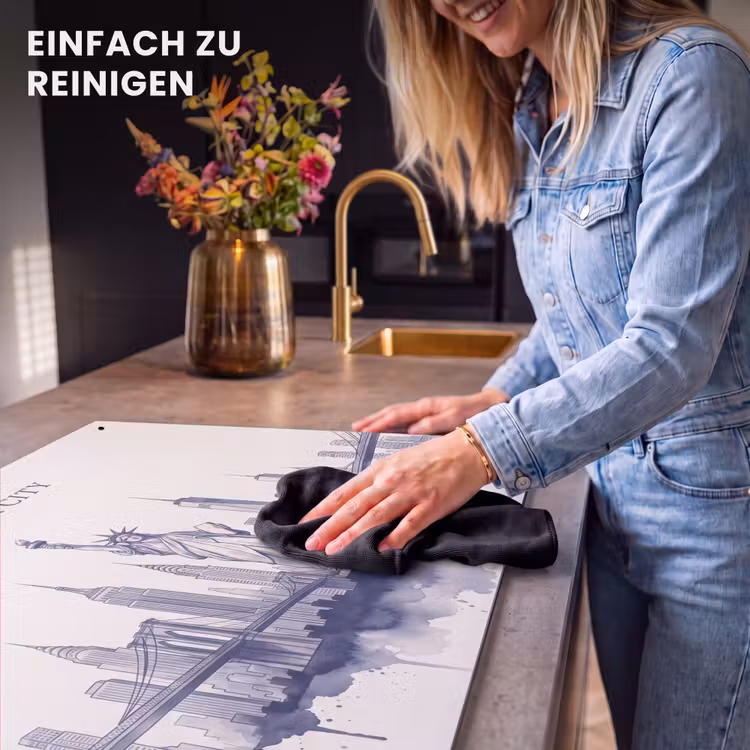 New York - Vrijheidsbeeld - Skyline - Illustratie - Blauw Inductie beschemer met haakjes klein -ky-schoon-de