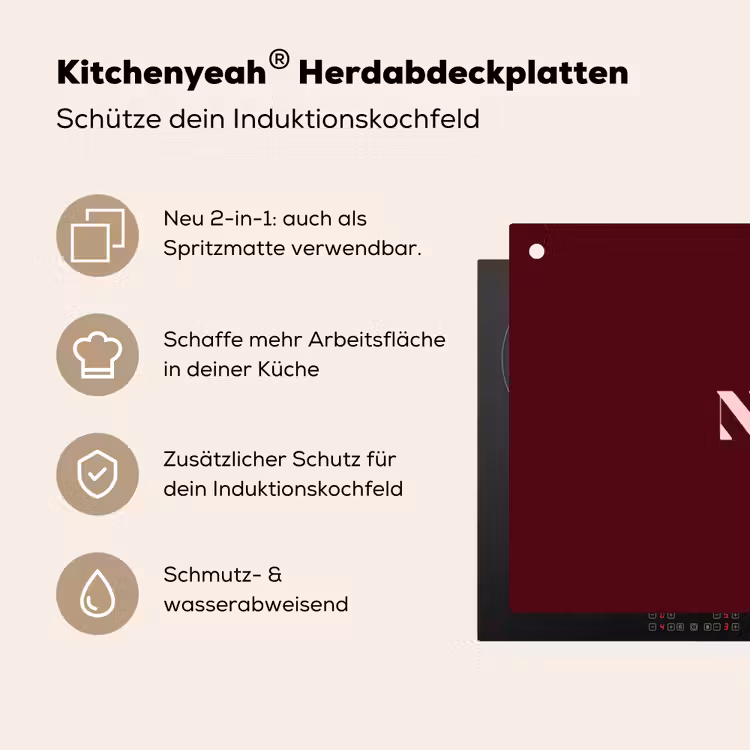 Nice - Bordeaux - Roze Inductie beschemer met haakjes klein -ky-usp-de
