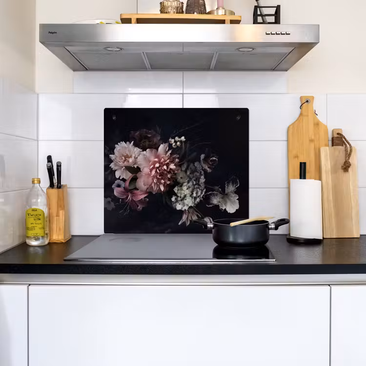 2-in-1 Herdabdeckplatte & Spritzschutz - Nocturnal Flora Symphony - Nachtelijke Flora Symfonie Inductie beschemer met haakjes middel