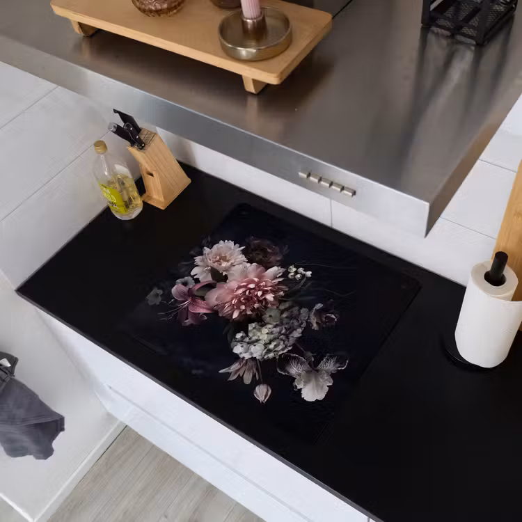 2-in-1 Herdabdeckplatte & Spritzschutz - Nocturnal Flora Symphony - Nachtelijke Flora Symfonie Inductie beschemer met haakjes middel