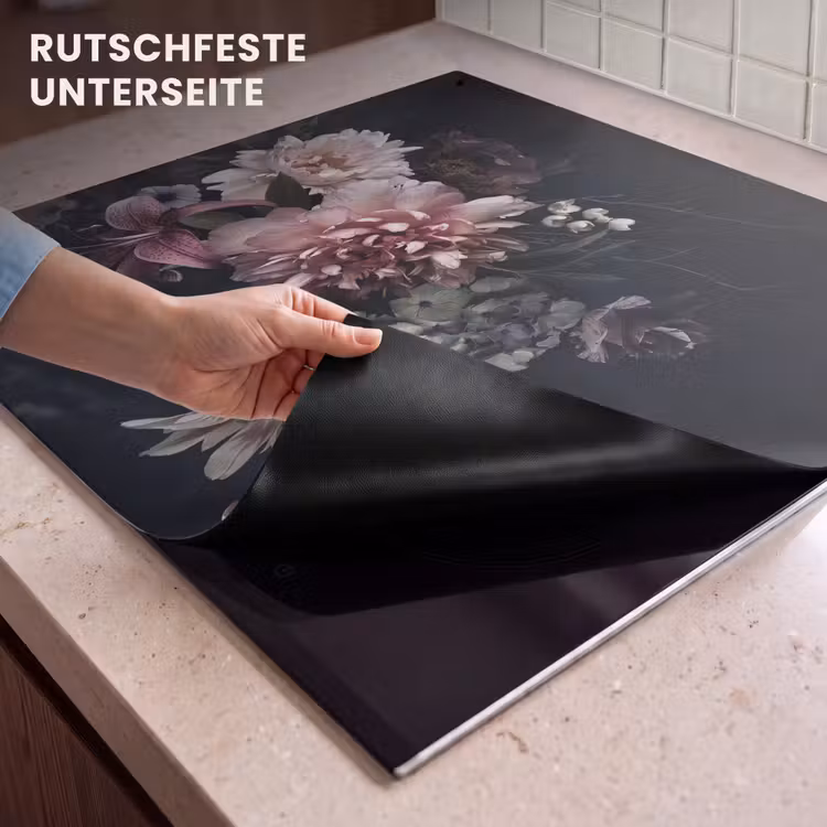 2-in-1 Herdabdeckplatte & Spritzschutz - Nocturnal Flora Symphony - Nachtelijke Flora Symfonie Inductie beschemer met haakjes middel