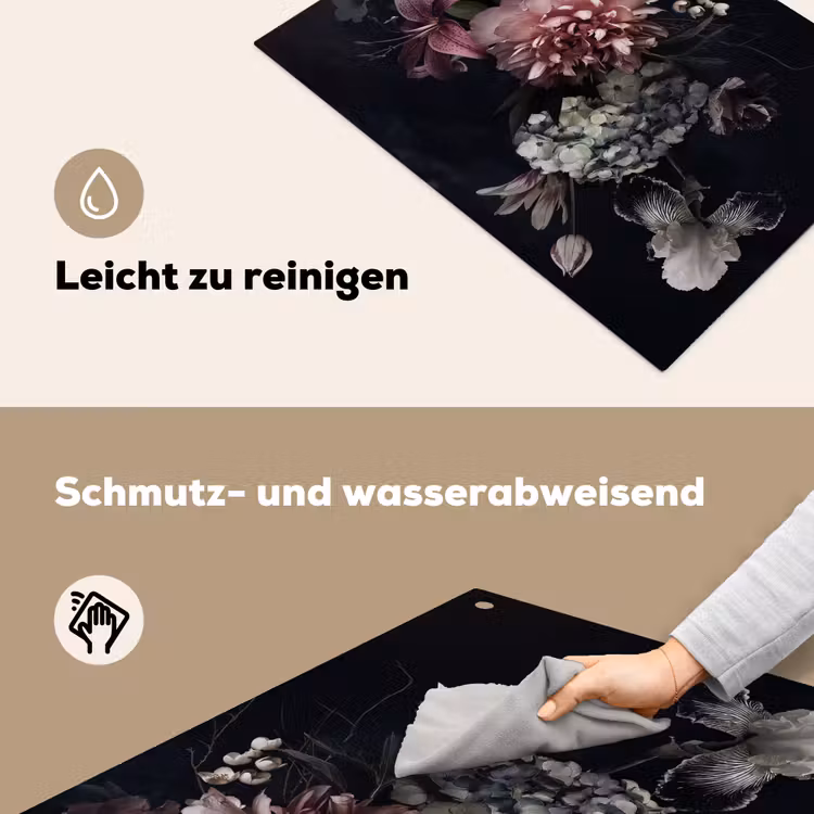 2-in-1 Herdabdeckplatte & Spritzschutz - Nocturnal Flora Symphony - Nachtelijke Flora Symfonie Inductie beschemer met haakjes klein