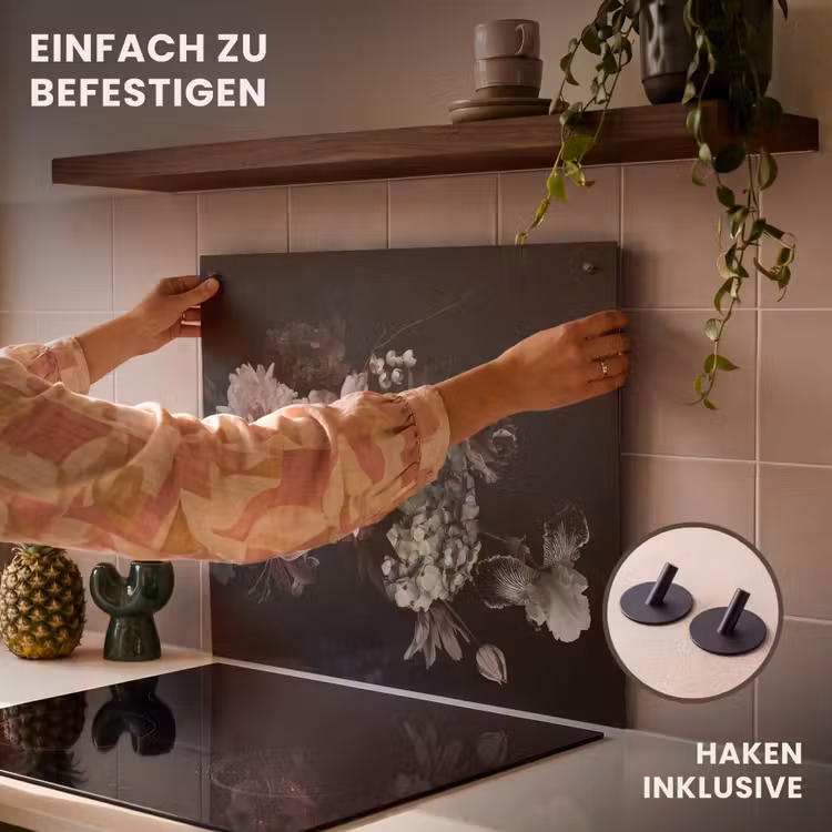 2-in-1 Herdabdeckplatte & Spritzschutz - Nocturnal Flora Symphony - Nachtelijke Flora Symfonie Inductie beschemer met haakjes middel