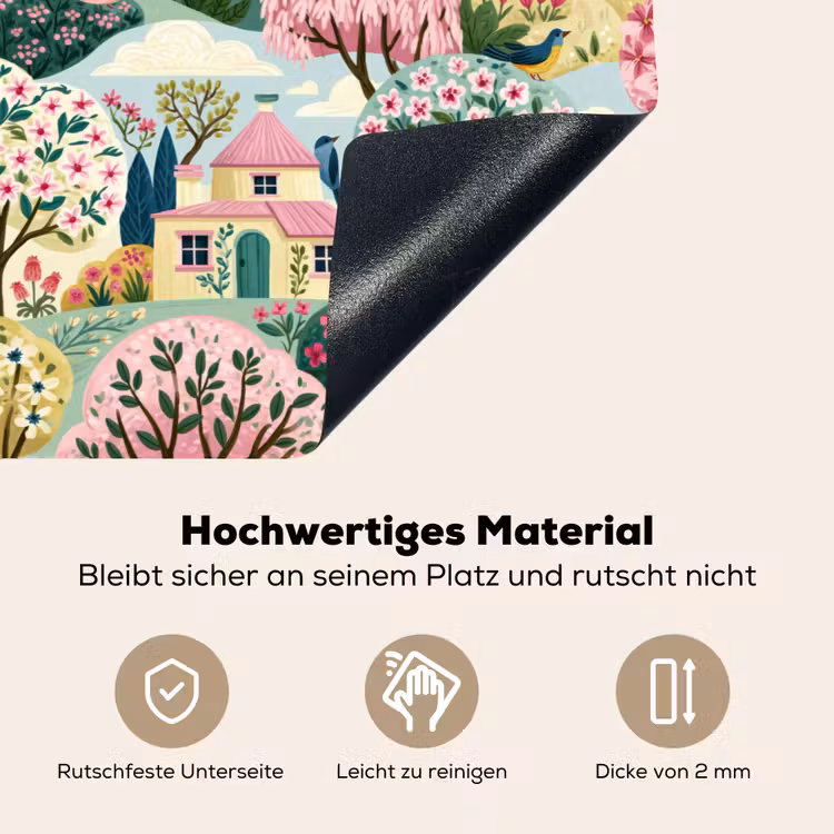 Nostalgisch - Idyllisch - Kleurrijk Inductie beschemer met haakjes klein 777 -ky-onderkant-de