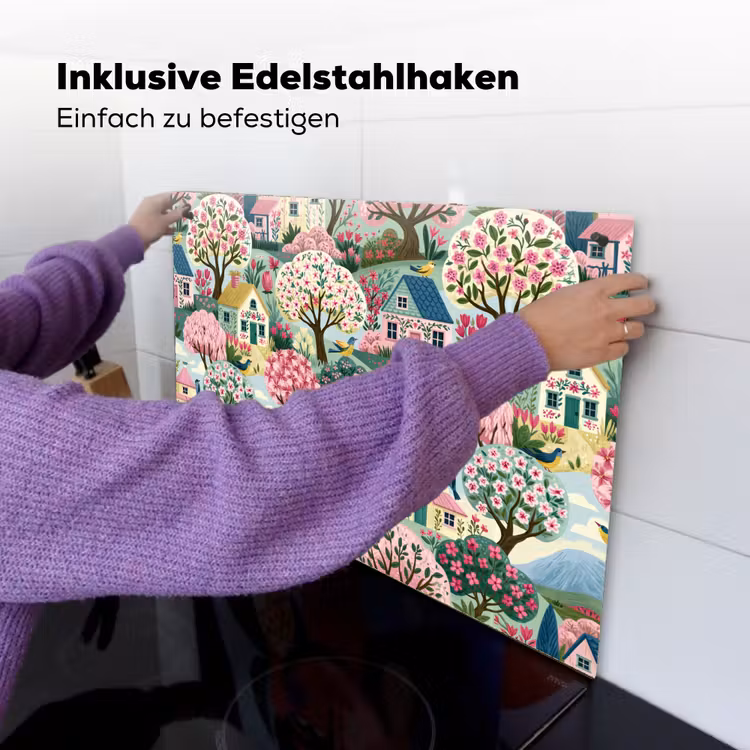 Nostalgisch - Idyllisch - Kleurrijk Inductie beschemer met haakjes klein 777 -ky-ophangen-de