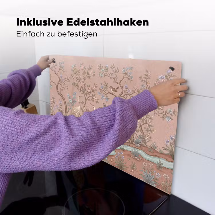 Nostalgisch - Reigers - Roze Inductie beschemer met haakjes klein -ky-ophangen-de