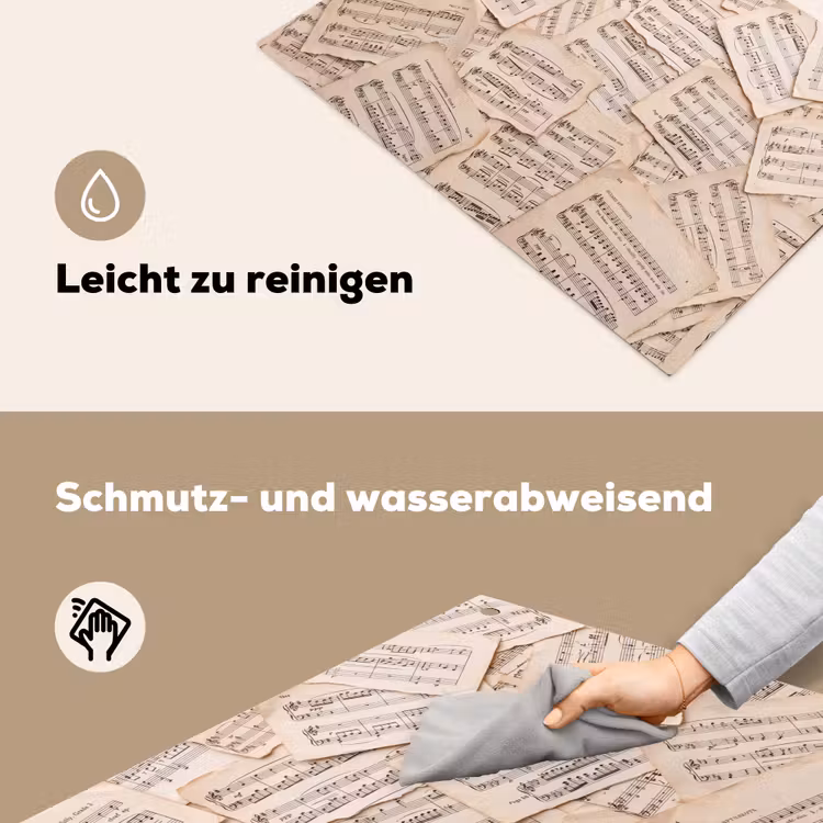 Bladmuziek - Oud - Noten - Vintage - Beige Inductie beschemer met haakjes klein -ky-schoon-de