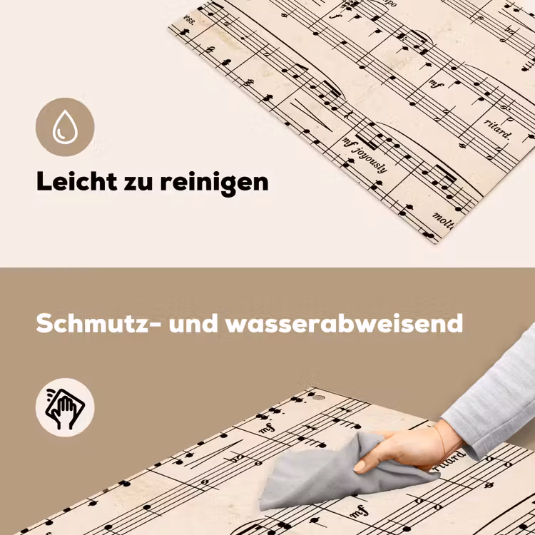 Muzieknotatie - Notenbalken - Kunst - Klassiek - Beige Inductie beschemer met haakjes klein -ky-schoon-de