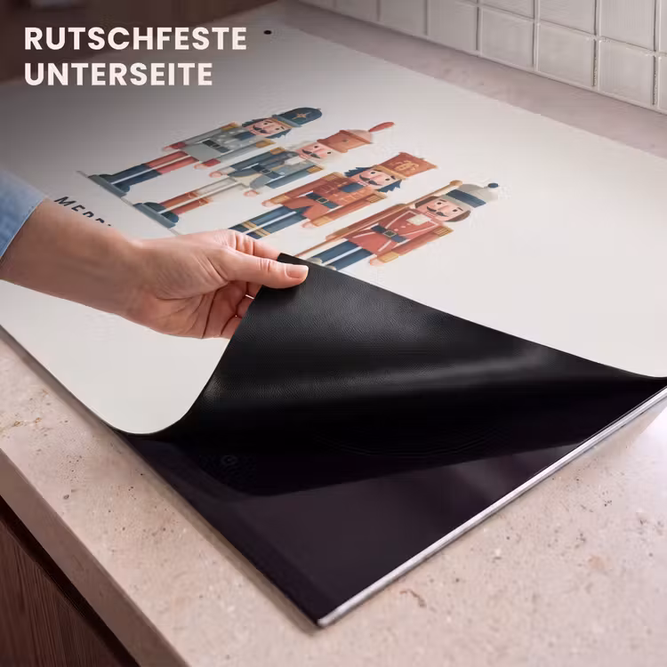 2-in-1 Herdabdeckplatte & Spritzschutz - Nussknacker - Minimalistisch - Weihnachten - Beige - Notenkrakers - Minimalistisch - Kerst - Beige Inductie beschemer met haakjes klein