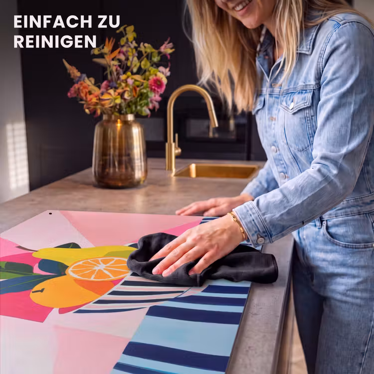 2-in-1 Herdabdeckplatte & Spritzschutz - Obst - Abstrakter Hintergrund - Rosa - Fruit - Abstracte achtergrond - Roze Inductie beschemer met haakjes klein