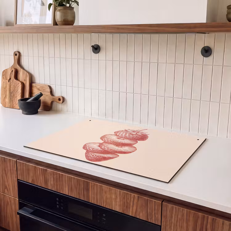 Fruit - Gesneden - Illustratie - Rood - Vintage Inductie beschemer met haakjes klein -sfeer1