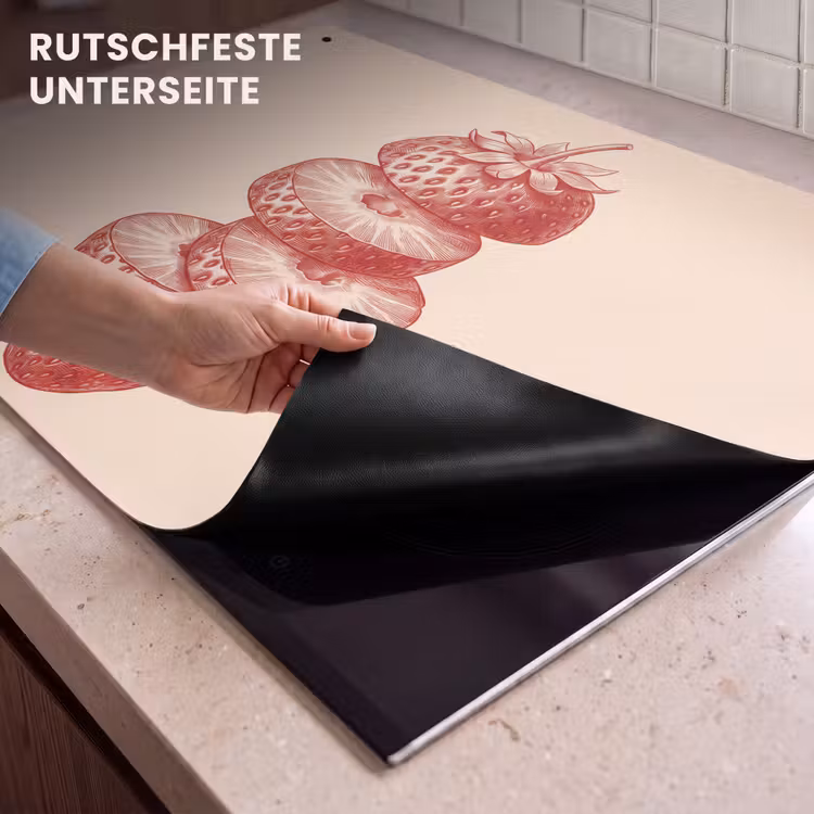 Fruit - Gesneden - Illustratie - Rood - Vintage Inductie beschemer met haakjes klein -ky-onderkant-de