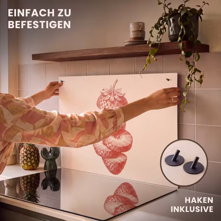Fruit - Gesneden - Illustratie - Rood - Vintage Inductie beschemer met haakjes klein -ky-ophangen-de