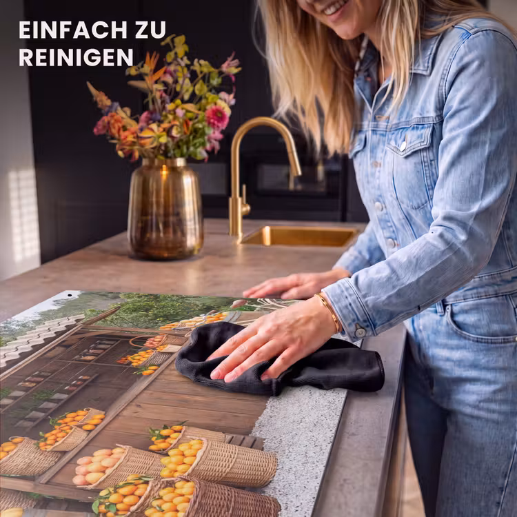 2-in-1 Herdabdeckplatte & Spritzschutz - Obst – Markt – Ländlich - Fruit - Markt - Landelijk Inductie beschemer met haakjes klein