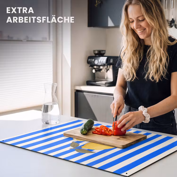 Fruit - Citroen - Zomer - Geel - Blauw Inductie beschemer met haakjes klein -ky-usp-de
