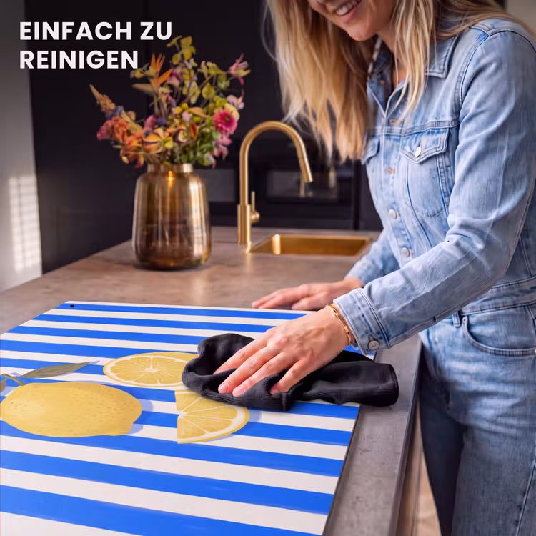 Fruit - Citroen - Zomer - Geel - Blauw Inductie beschemer met haakjes klein -ky-schoon-de