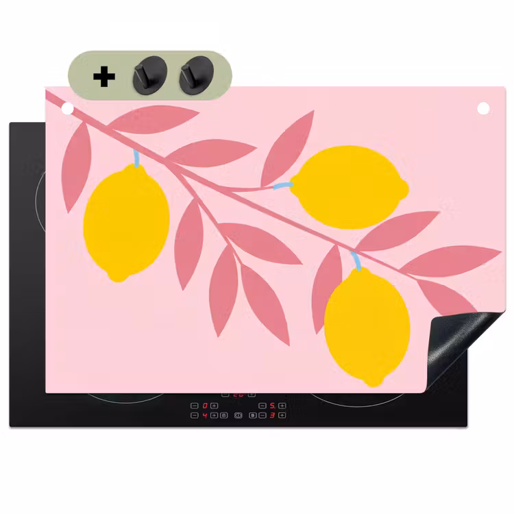 Fruit - Tak - Natuur - Abstract - Roze Inductie beschemer met haakjes klein -3d