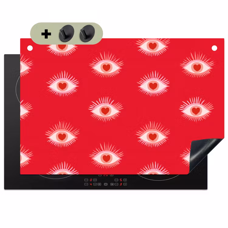 Ogen - Hart - Abstract - Rood - Roze Inductie beschemer met haakjes klein 777 -3d