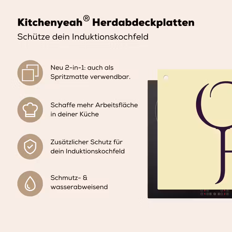 Oh hi - Geel - Monogram Inductie beschemer met haakjes klein -ky-usp-de