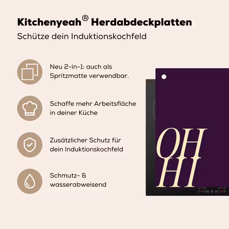 Oh hi - Paars - Cursief Inductie beschemer met haakjes klein -ky-usp-de