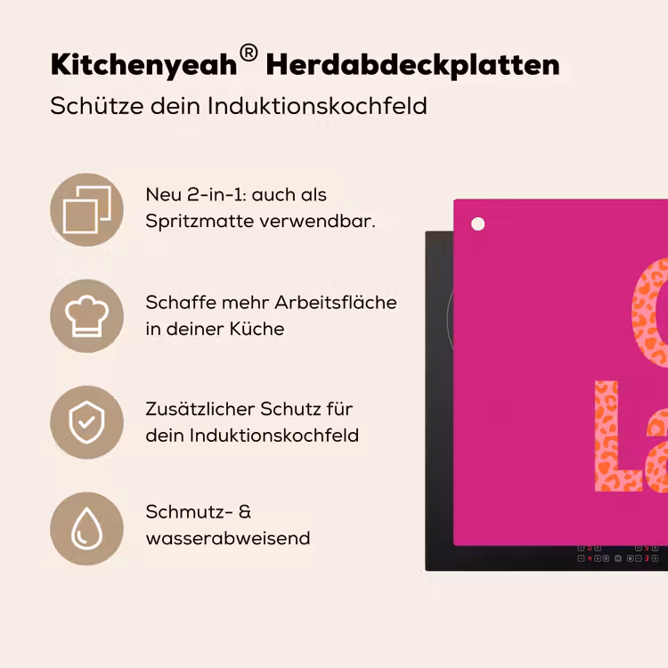 Oh la la - Luipaardprint - Roze Inductie beschemer met haakjes klein -ky-usp-de