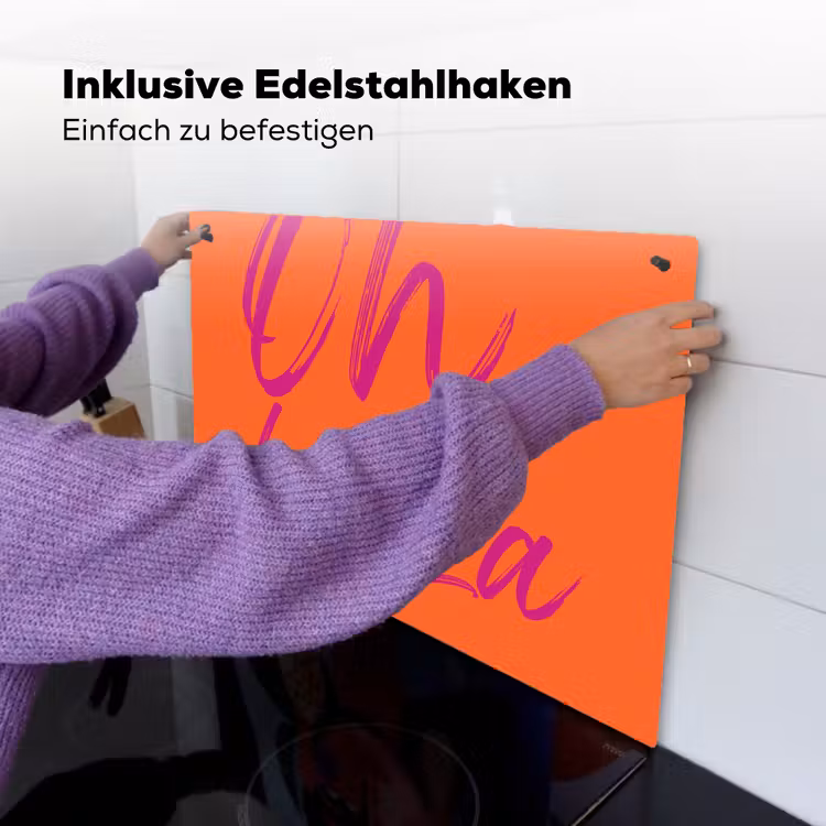 Oh la la - Oranje - Roze - Grafisch Inductie beschemer met haakjes klein -ky-ophangen-de