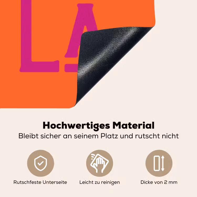 Oh la la - Oranje - Roze - Scheeflettertype Inductie beschemer met haakjes klein -ky-onderkant-de