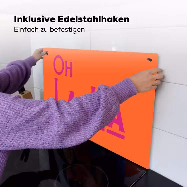 Oh la la - Oranje - Roze - Scheeflettertype Inductie beschemer met haakjes klein -ky-ophangen-de