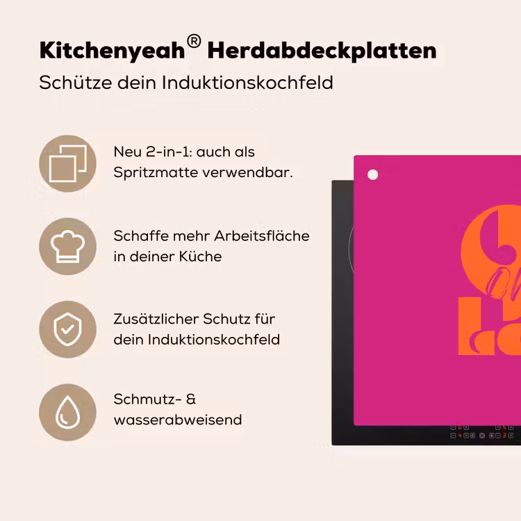 Oh la la - Roze - Oranje - Gestapelde letters Inductie beschemer met haakjes klein -ky-usp-de