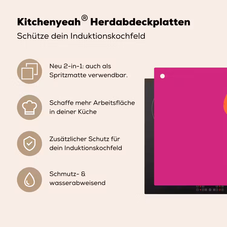 Oh la la - Roze - Oranje - Minimalistisch Inductie beschemer met haakjes klein -ky-usp-de
