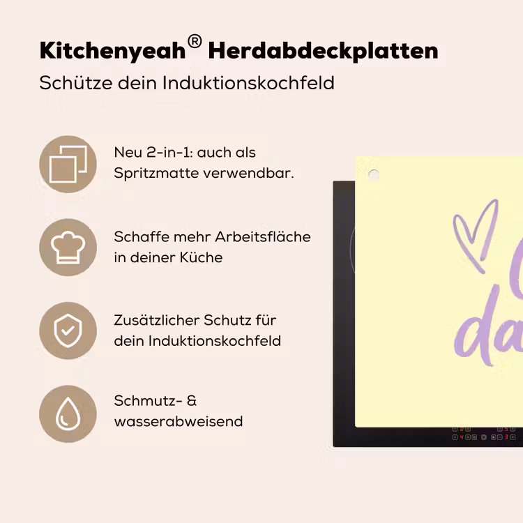 Oh darling - Geel - Hart Inductie beschemer met haakjes klein -ky-usp-de