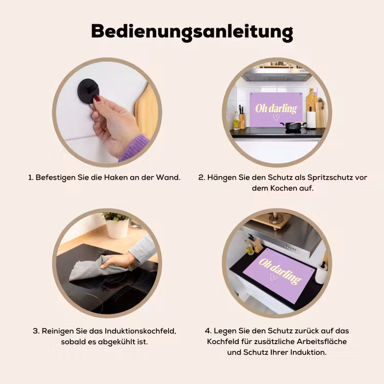 Oh darling - Hart - Paars Inductie beschemer met haakjes klein -ky-gebruik-de