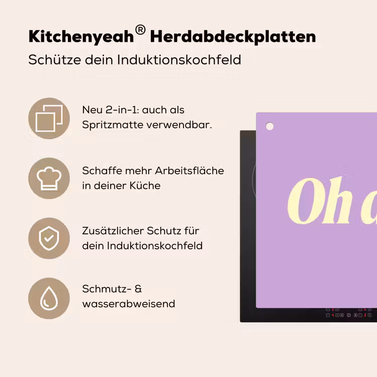 Oh darling - Hart - Paars Inductie beschemer met haakjes klein -ky-usp-de