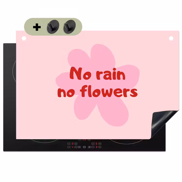 No rain no flowers - Bloem - Roze Inductie beschemer met haakjes klein -3d