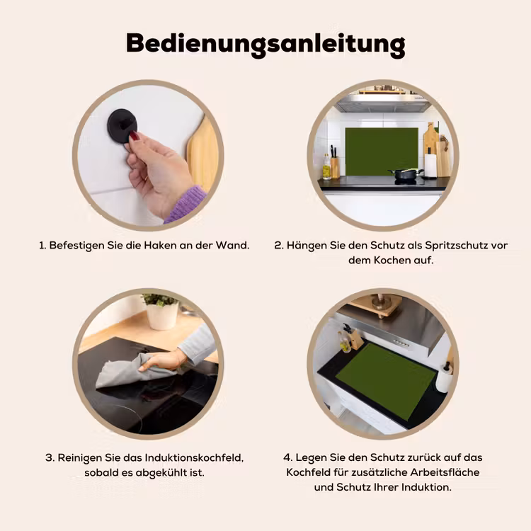 Olive - Drab - Groen Inductie beschemer met haakjes klein 777 -ky-gebruik-de