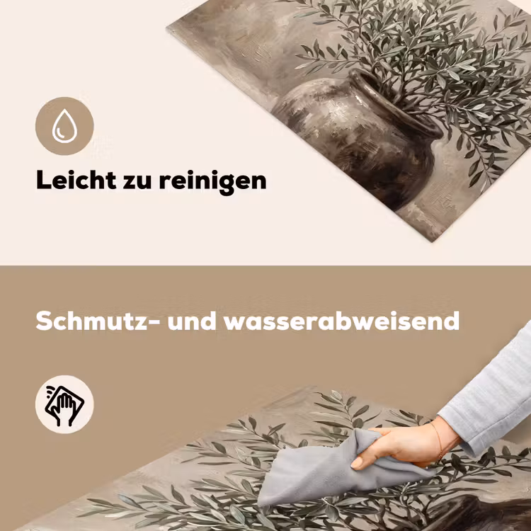 Olijfplant - Aardenpot - Abstract - Beige Inductie beschemer met haakjes klein -ky-schoon-de