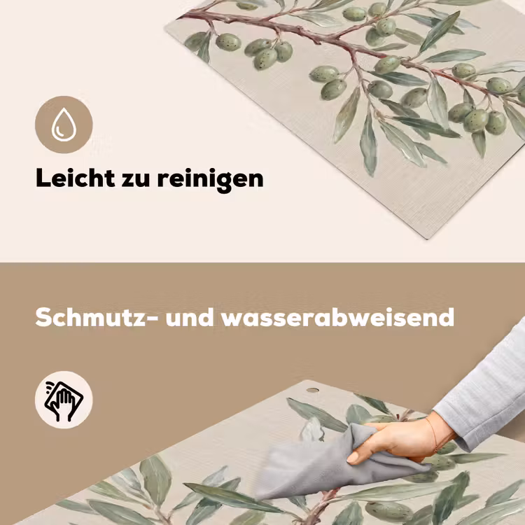 Olijftak - Bladeren - Natuur - Groen - Beige Inductie beschemer met haakjes klein -ky-schoon-de