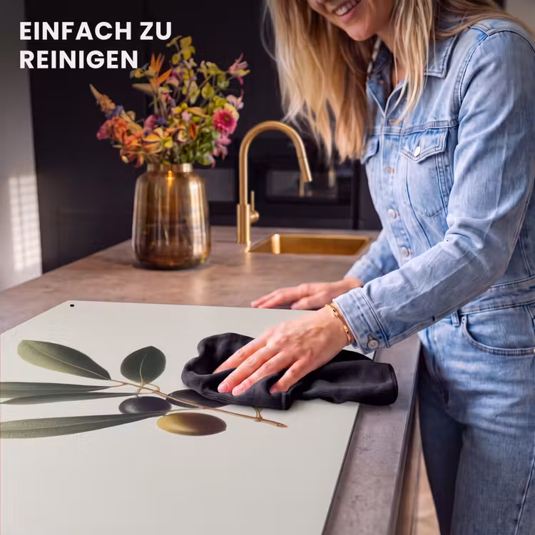 2-in-1 Herdabdeckplatte & Spritzschutz - Olivenzweig - Dunkelgrün - Oliven - Olijftak - Donkergroen - Olijven Inductie beschemer met haakjes klein
