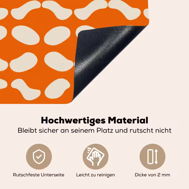 Oranje - Organische vormen - Wit Inductie beschemer met haakjes klein 777 -ky-onderkant-de