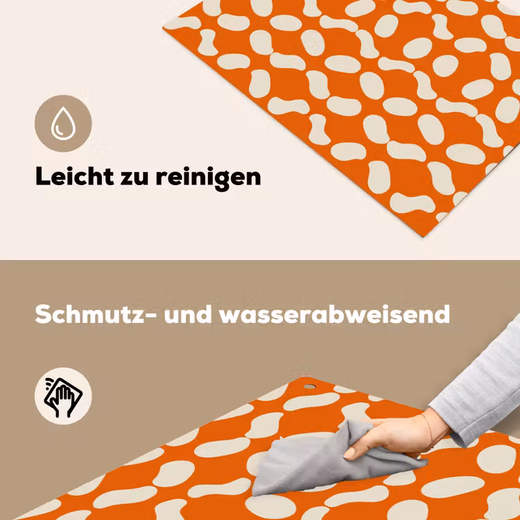 Oranje - Organische vormen - Wit Inductie beschemer met haakjes klein 777 -ky-schoon-de