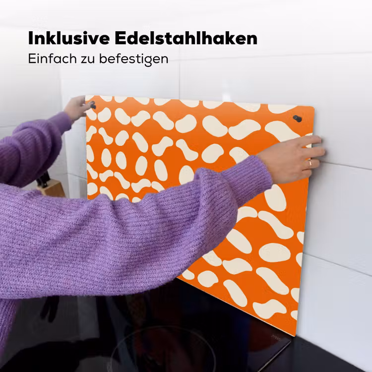 Oranje - Organische vormen - Wit Inductie beschemer met haakjes klein 777 -ky-ophangen-de
