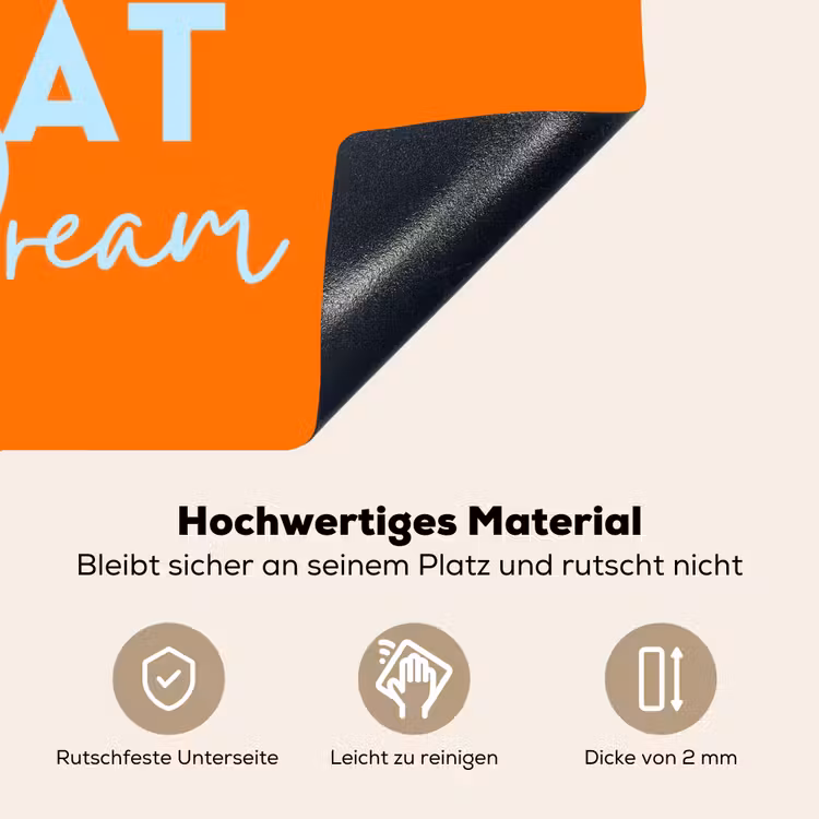 Oranje - Blauw - Go get that dream Inductie beschemer met haakjes klein -ky-onderkant-de