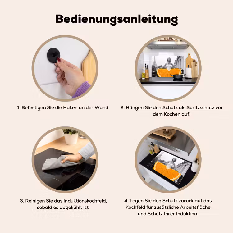 Sinaasappel - Eiffeltoren - Vrouw Inductie beschemer met haakjes klein -ky-gebruik-de