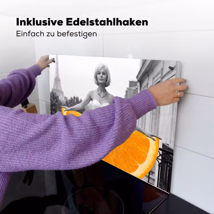 Sinaasappel - Eiffeltoren - Vrouw Inductie beschemer met haakjes klein -ky-ophangen-de