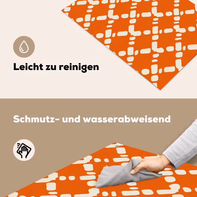 Oranje - Ruitpatroon - Wit Inductie beschemer met haakjes klein 777 -ky-schoon-de