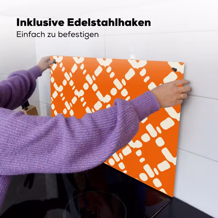 Oranje - Ruitpatroon - Wit Inductie beschemer met haakjes klein 777 -ky-ophangen-de